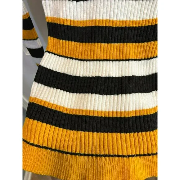 Roma Knit Women’s Petite Yellow Black And White Sweater Top Size Large - Picture 3 of 4
